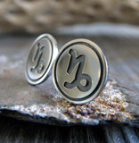 Capricorn zodiac stud earrings handmade in sterling silver