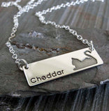 Cat Name Personalized Pendant necklace handmade in sterling silver