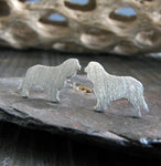 Cavalier King Charles Spaniel dog stud earrings handmade in sterling silver or 14k gold