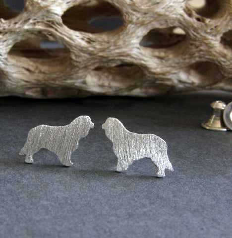 Cavalier King Charles Spaniel dog stud earrings handmade in sterling silver or 14k gold