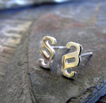 Interlocking tiny stud earrings in sterling silver or 14k gold