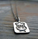 Tiny Chef pendant necklace handmade in sterling silver