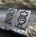 Chef jewelry. Sterling silver stud earrings handcrafted in sterling silver