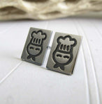 Chef jewelry. Sterling silver stud earrings handcrafted in sterling silver