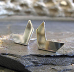 Chevron Stud Earrings in Sterling Silver or 14k Gold