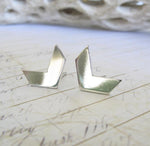 Chevron Stud Earrings in Sterling Silver or 14k Gold