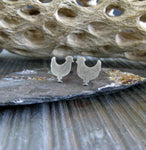 Chicken bird stud earrings handmade in sterling silver or 14k gold