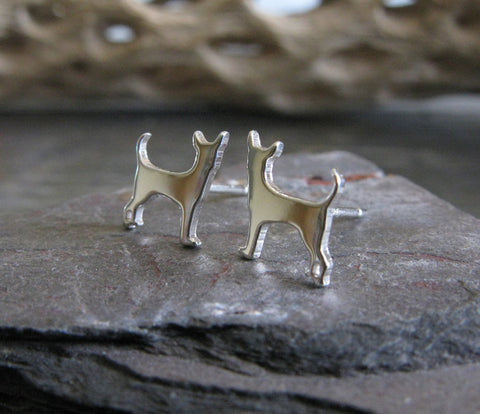 Chihuahua Dog Silhouette sterling silver stud earrings