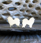 Chow Chow tiny dog stud earrings handcrafted in sterling silver or 14k gold