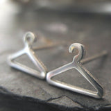 Clothes Hanger Stud earrings handmade from sterling silver or 14k gold