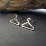 Clothes Hanger Stud earrings handmade from sterling silver or 14k gold