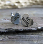 Valentines Day Heart Earrings. Handmade in sterling silver. Be Mine XOXO