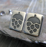 Hops IPA craft beer post earrings in sterling silver
