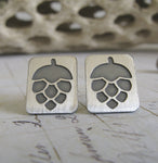 Hops IPA craft beer post earrings in sterling silver