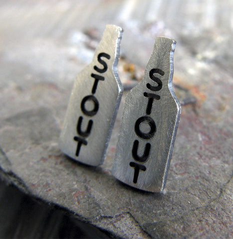 Craft Beer Womens Jewelry Stout bottles in sterling silver