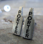 Porter craft beer stud earrings in sterling silver