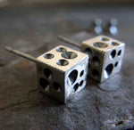 Cube Crater Stud Earrings Handcrafted from Sterling Silver
