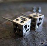Cube Crater Stud Earrings Handcrafted from Sterling Silver