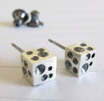 Cube Crater Stud Earrings Handcrafted from Sterling Silver