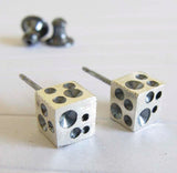 Cube Crater Stud Earrings Handcrafted from Sterling Silver