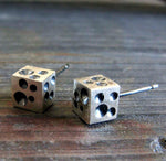 Cube Crater Stud Earrings Handcrafted from Sterling Silver