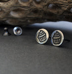 Cupcake stud earrings handmade from sterling silver