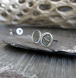 Cupcake stud earrings handmade from sterling silver