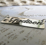 Cursive Name Necklace handmade in sterling silver