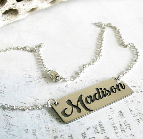 Cursive Name Necklace handmade in sterling silver