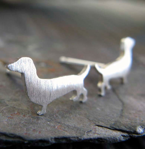 Dachshund dog tiny stud earrings