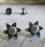 Flower stud earrings handmade in sterling silver