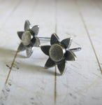 Flower stud earrings handmade in sterling silver