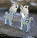 Deer fawn handmade stud earrings sterling silver or 14k gold