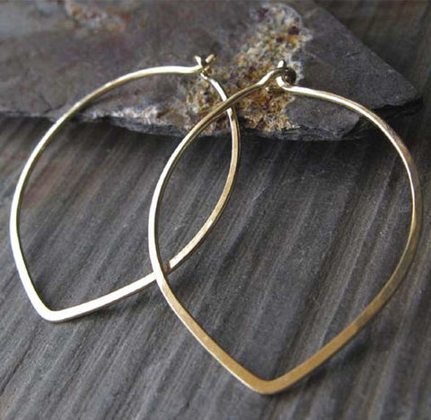Delicate Gold Leaf Shape Hoop Earrings