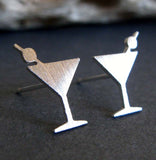 Dirty Martini Glass Stud Earrings