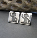 Disc jockey DJ sterling silver stud earrings