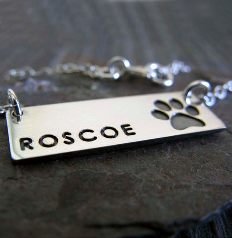 Dog Name pendant necklace personalized pet memorial jewelry