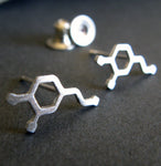 Dopamine molecule stud earrings handmade