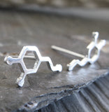 Dopamine molecule stud earrings handmade