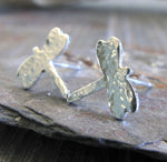 Dragonfly stud earrings. Handmade from sterling silver or 14k gold