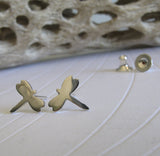Dragonfly stud earrings. Handmade from sterling silver or 14k gold