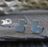 Rubber Duckie sterling silver or 14k gold earrings. Handmade in the USA.