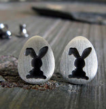 Easter bunny sterling silver stud earrings