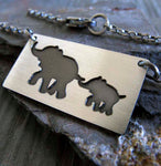 Elephant Mom and Baby Necklace