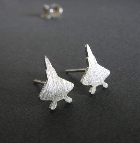 F-22 Raptor Jet Fighter military stud earrings handmade in the USA
