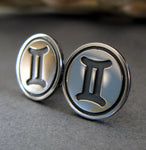Gemini zodiac sterling silver stud earrings