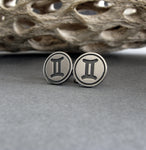 Gemini zodiac sterling silver stud earrings