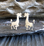 Giraffe stud earrings handmade in sterling silver or 14k gold