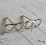 Tiny Glasses Stud Earrings Handcrafted from Sterling Silver or 14k Gold