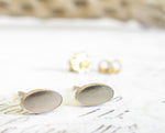 Gold Minimalist Oval Smooth Stud Earrings
